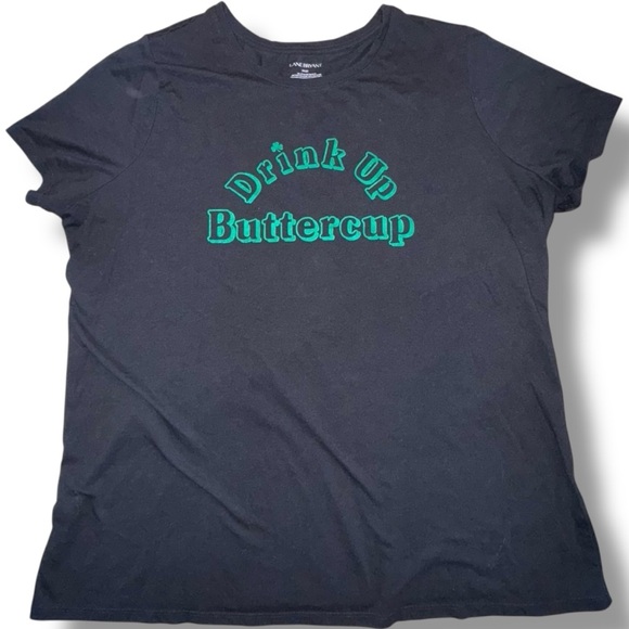 LANE BRYANT Drink Up Buttercup Graphic Tee - Black/Green Plus 18/20 - Picture 5 of 11